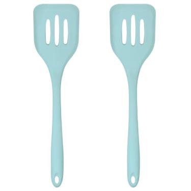 Imagem de Conjunto de espátulas de silicone – Conjunto de 2 peças de espátulas para ovos e panquecas – Utensílios de cozinha e acessórios com alças confortáveis, utensílios resistentes ao calor para cozinhar e