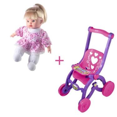Imagem de Boneca Macia Soft Hair mais carrinho de passeio para boneca Florzinha 