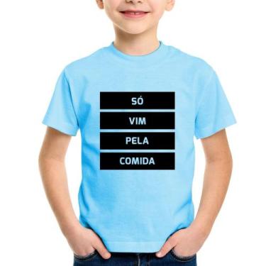 Imagem de Camiseta Infantil Só vim pela comida - Foca na Moda, Azul bebê, 8