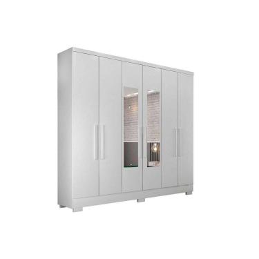 Imagem de Guarda Roupa 6 Portas (2 C- Espelho) E 2 Gavetas C- Pés Milly-veneza Branco -  Horizonte