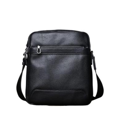 Imagem de Bolsa de ombro masculina de couro, bolsa mensageiro casual de cor sólida, bolsa crossbody para homens