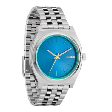 Imagem de Nixon Relógio masculino Time Teller prata/azul Byron 37 mm, Prata/azul Byron, Caixa de horário