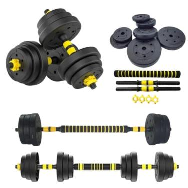 Imagem de Kit Halteres Ajustáveis 6 em 1 com Barra Central 30kg – Para Treino em Casa ou Academia – Anilhas Revestidas, Peso Modular e Pegada Antiderrapante