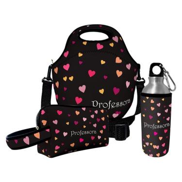 Imagem de Kit Escolar Infantil Lancheira Térmica + Necessaire Plus + Squeeze de Alumínio – ISOPRENE – Pr-Unissex