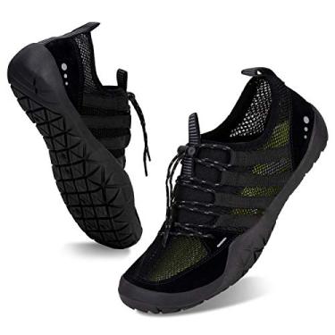 Imagem de WateLves Water Shoes – Meias aquáticas de secagem rápida para piscina, surfe, ioga, hidroginástica, Preto clássico, 16.5 Women/15 Men