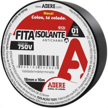 Imagem de Fita Isolante Adere 10M Preta - Kit C/6 Pecas