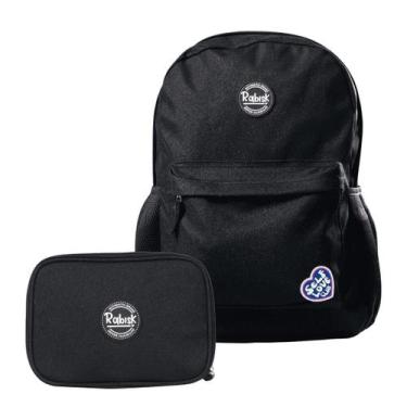 Imagem de Kit Rabisk Feminino Glitter Mochila + Estojo Box Preto