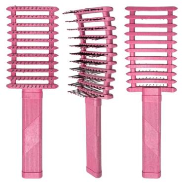 Imagem de Escova de cabelo cacheado feminino cachos define escova de estilo escova de cabelo desembaraçante pente de cabelo emaranhado massagem no couro cabeludo ferramentas de estilo (1 peça rosa escuro-9105)
