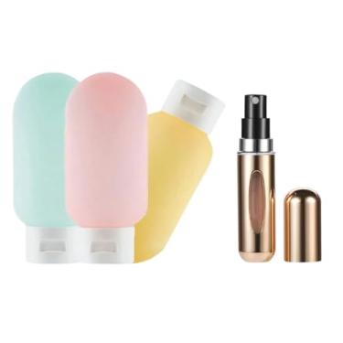 Imagem de Kit de Frascos para Viagem – 3 Frascos de Silicone + Necessaire + Porta Perfume Recarregável