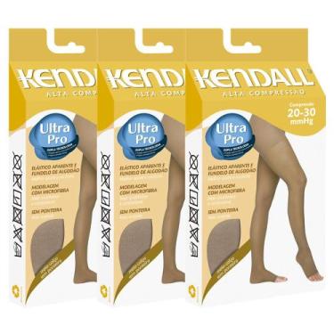 Imagem de Kit 3 Meia Calça Kendall S/Ponteira Alta Compressão 1891, P, Mel