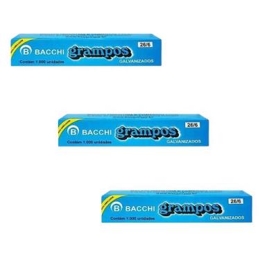 Imagem de Kit 03 Grampo Para Grampeador 26/6 Galvanizado Caixa 1000 Unidades Bac