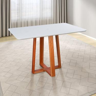 Imagem de Mesa 4 Lugares de Madeira Maciça Itália Authentic Espresso Móveis Champagnhe/Off White