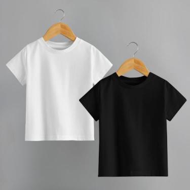 Imagem de Kit Com 2 Camisetas Infantil Básica Lisa 100% Algodão Tecido Premium A