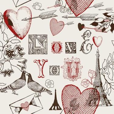 Imagem de Papel De Parede Adesivo Romântico Amor A Paris 5m