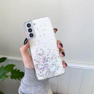 Imagem de Capa de celular transparente com glitter brilhante para Samsung Galaxy S24 S23 S22 S21 Ultra Plus FE A72 A52 A32 A51 A50 A53 A73, capa de cor gradiente, transparente, para J6 Plus