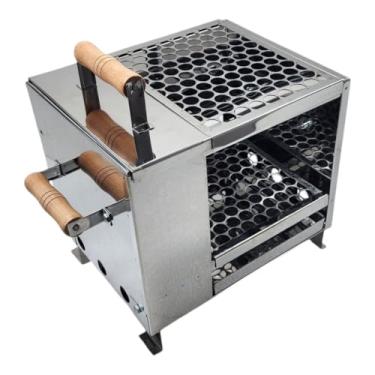 Imagem de Churrasqueira para Apartamento Ecológica sem Fumaça Pequena Aço Inox 430 Com 2 Grelhas