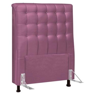 Imagem de Cabeceira Cama Box Solteiro Ciara 90cm Botonê Com Frame Suede Rosa