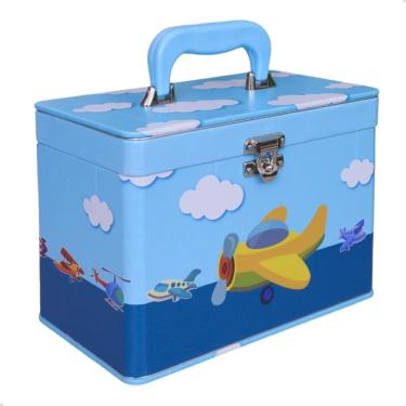 Imagem de Maleta Box avião com 4 álbuns fotográficos 240 fotos 15x21 Aviao bebê infantil