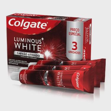 Imagem de Kit creme dental colgate luminous white carvão ativado 70G com 3 unidades