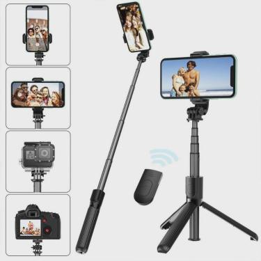 Imagem de Bastão Pau Selfie Tripé Controle Bluetooth Retrátil Celular Suporte Portátil Universal Mesa GoPro Monopod iPhone