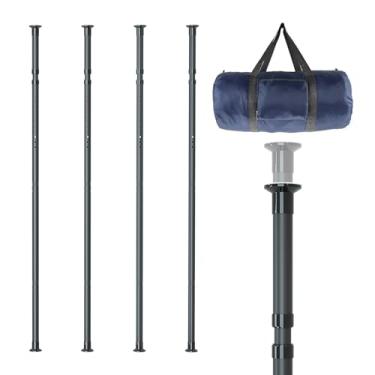 Imagem de Kit de postes de barreira contra poeira de 3 metros - Pacote com 4 bastões telescópicos com mola com bolsa de transporte para projetos de pintura e decoração de interiores