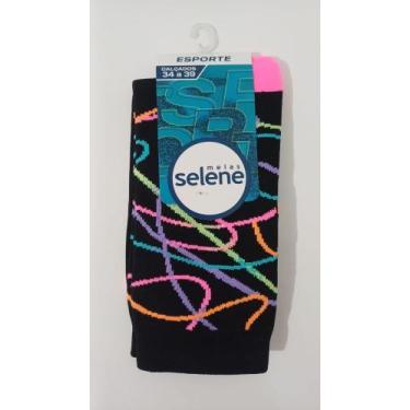 Imagem de Meia Street com Estampa Divertida Cano Longo Selene 4955, Preto, Pink,