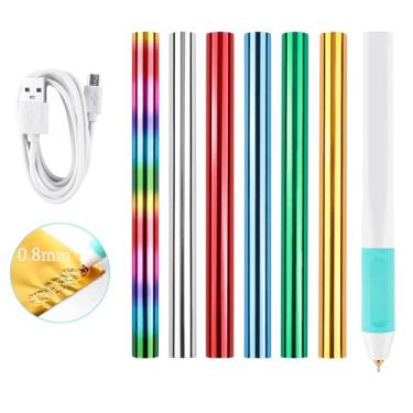 Imagem de Briartw Caneta USB Hot Foil e Rolos de Folha de 6 Cores - Caneta Ativa Térmica para Artesanato, Faça Você Mesmo e Gravação - Fácil de Usar, Aquecimento de 5 Minutos e Design de Longa Duração