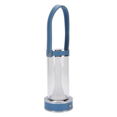 Imagem de Lâmpada de Camping Sem Cabos LED de Acampamento 3 Cor de Cor de Colorido Recarregável Lâmpada de Mesa de Toque Portátil Com Alça de Couro PU 360 ° Puxa Portátil para Camping Em