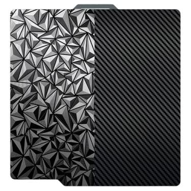 Imagem de JUUPINE Impressora 3D PEO PET placa de construção para Bambu Lab X1/X1C/X1E/P1P/P1S/A1 impressora 3D, diamante PEO + superfície de PET de fibra de carbono 257 x 257 mm, placa de aço de mola dupla