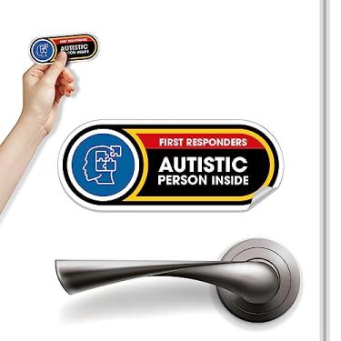 Imagem de Autistic Person Inside 1 Small Sticker | Autistic Person Inside Safety Sign | Permanent Matte Laminated Waterproof and UV Resistant Vinyl | 2x5 inch Sticker for First Responders Autism Awareness