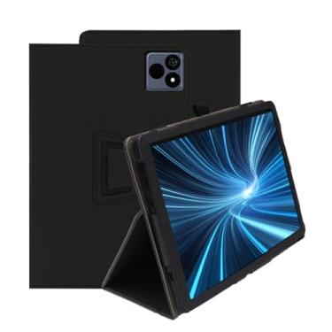 Imagem de INSOLKIDON Capa para tablet HOTWAV Pad 8 de 10 polegadas, cobertura total, ultrafina, de couro PU, capa dobrável com suporte, capa protetora para tablet com ímã de alça de mão (preto)