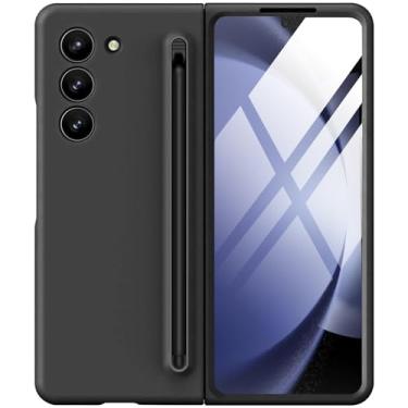 Imagem de Capa protetora à prova de choque para Samsung Galaxy Z Fold 5 com caneta S Pen e protetor de tela integrado, compatível com carregamento sem fio MagSafe para Samsung Z Fold 5 5 g (preta)