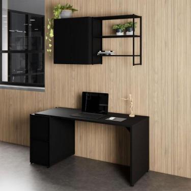 Imagem de Escrivaninha 1,5m c/ Balcão Lateral Armário Aéreo e Nicho F5 - F5 Offi