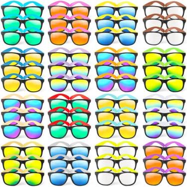 Imagem de Óculos de sol Cawiew Neon Plastic UV400 Protection, pacote com 48