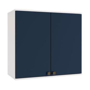 Imagem de Armário Aéreo Celeste Kappesberg 100% MDF 2 Portas Branco/Azul 80cm