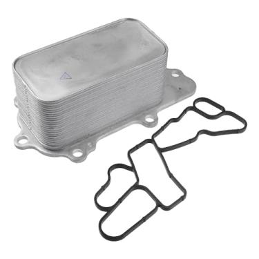 Imagem de VekAuto Kit de refrigerador de óleo do motor compatível com Jeep Grand Cherokee 2014-2019, radiador de óleo de transmissão de tom prateado de liga de alumínio durável com vedações O-ring