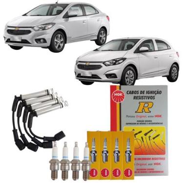 Imagem de Kit Cabos e Velas Gm Prisma Onix 1.0 8v Flex 2013 a 2019 NGK
