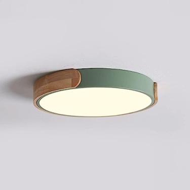 Imagem de Lustre de teto LED com 3 tons escurecido, minimalista, economizador de energia, iluminação nórdica de madeira, moderno, redondo, de ferro forjado com cúpula de acrílico, luz de teto plana em