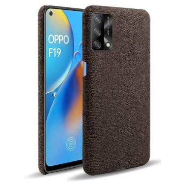Imagem de Capa para OPPO A74 4G,Capa desenhada em lona,Case Protetora Ultrafina com Empunhadura Macia,Design em Tecido Antichoque e Antiarranhões-Brown