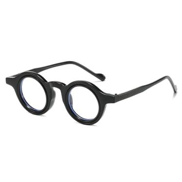 Imagem de JRLLFD Moda Pequeno Redondo Cor Dupla Mulheres Leopardo Óculos Armação Retro Punk Homens Lente Transparente (tamanho único/2)