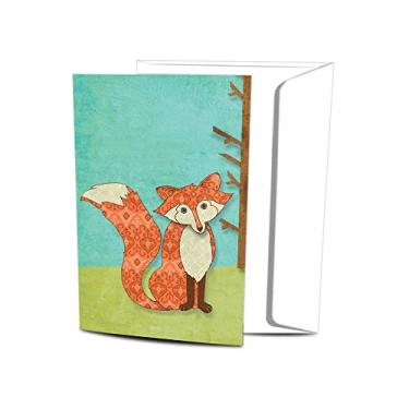 Imagem de Tree-Free Greetings EcoNotes Conjunto de 12 cartões com envelopes de raposa caprichosa para todas as ocasiões, 10 x 15 cm (FS56135)