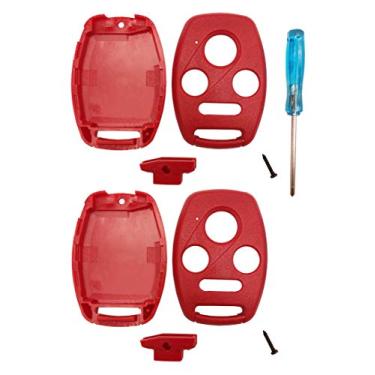 Imagem de Capa de substituição atualizada para chave de controle remoto sem chave para Honda 2003-2012 Accord / 2006-2013 Civic EX / 2009-2015 Pilot / 2005-2006 CR-V Carro-chave caixa (2 vermelha)