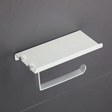 Imagem de Suporte de papel higiênico multifuncional - 1 peça suporte de papel higiênico de alumínio sem perfuração, suporte de papel higiênico à prova d'água, suporte de telefone, sabonete, toalha de banho