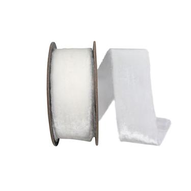 Imagem de Reliant Ribbon Fita de veludo com borda desgastada Dutchess, branca