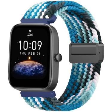 Imagem de Meliya Pulseiras de nylon trançado compatíveis com Amazfit Active 2 1/GTR mini/GTS 2 2e 3 4/GTS 2 4 mini, pulseiras de reposição elásticas macias de 20 mm para Amazfit Bip 3/3 Pro/U/U Pro/S/S Lite