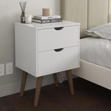 Imagem de Mesa de Cabeceira Organizadora Gavetas Madri Pés Palito Mesinha Latera