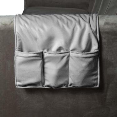 Imagem de Porta Controle Em Tecido Suede Para Sofá Herrero, Cinza