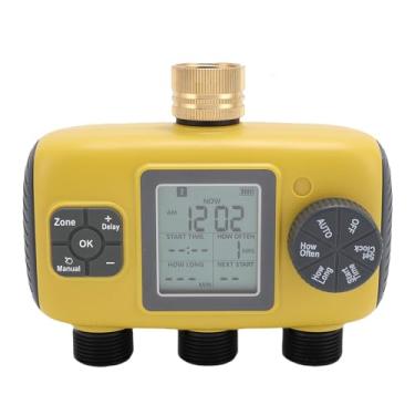 Imagem de 3 Tomadas Sprinkler Temporizador para 3/4-1/2in Torneiras, IPX5 À Prova De Água LCD Digital Display Programável Temporizador De Água Com Chuva Atraso Rega para Jardim Quintal