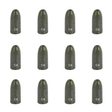 Imagem de Fishfun Pesos De Pesca Bala Tungstênio, Chumbadas Minhoca Sem Inserção, Pacote Com 5, 1/8 Oz, Abóbora Verde