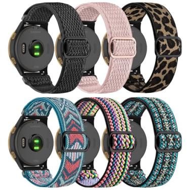 Imagem de Strisinho Pacote com 6 pulseiras elásticas compatíveis com Garmin Venu/Venu Sq/Venu 2 Plus, Garmin Vivoactive 5, pulseira elástica de 20 mm para Garmin Vivoactive 3/Forerunner 165/55/645/245, Nylon,